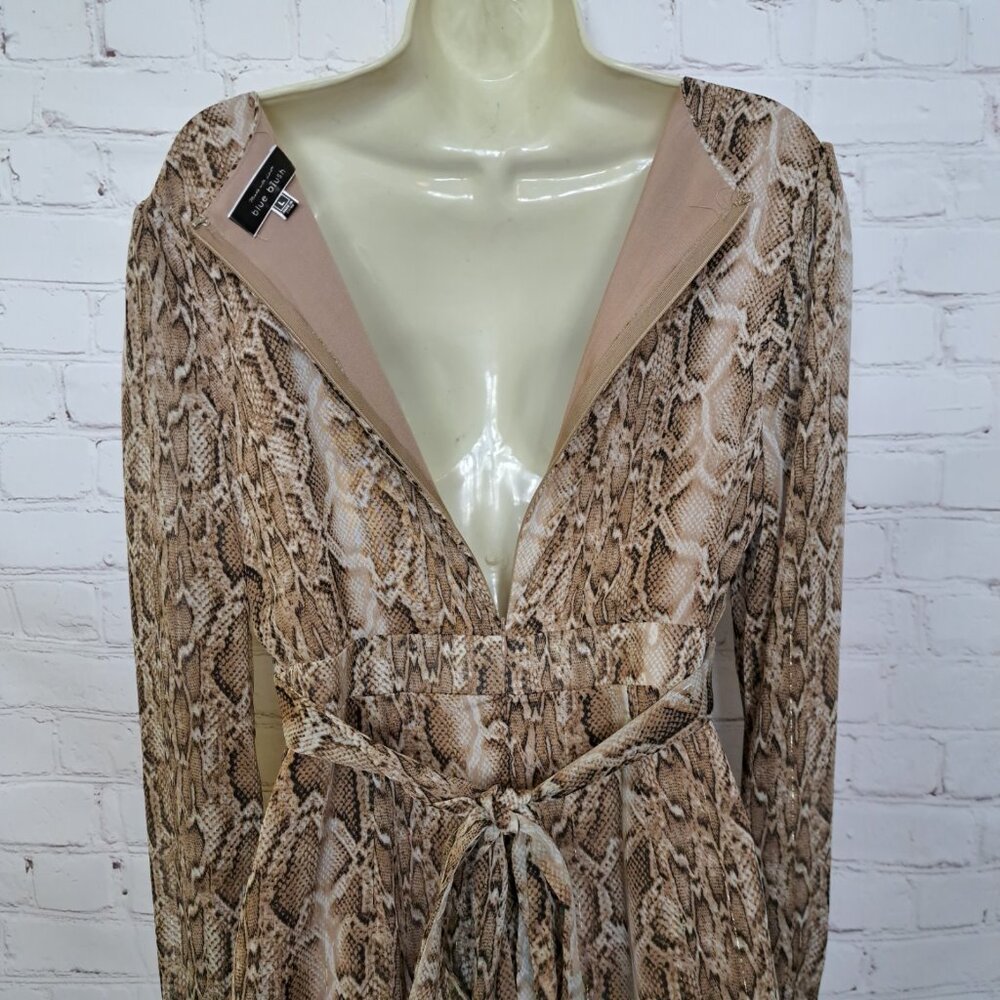 Blue Blush Snake Print Deep V- Neck Dress Size Large - Picture 6 of 12